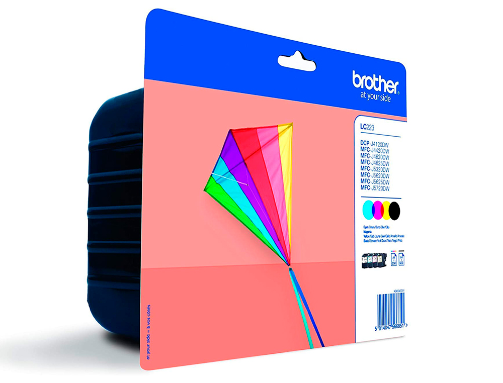 CARTOUCHE BROTHER JET D'ENCRE ORIGINALE LC223 3 COULEURS + NOIR MULTIPACK 4 UNITÉS