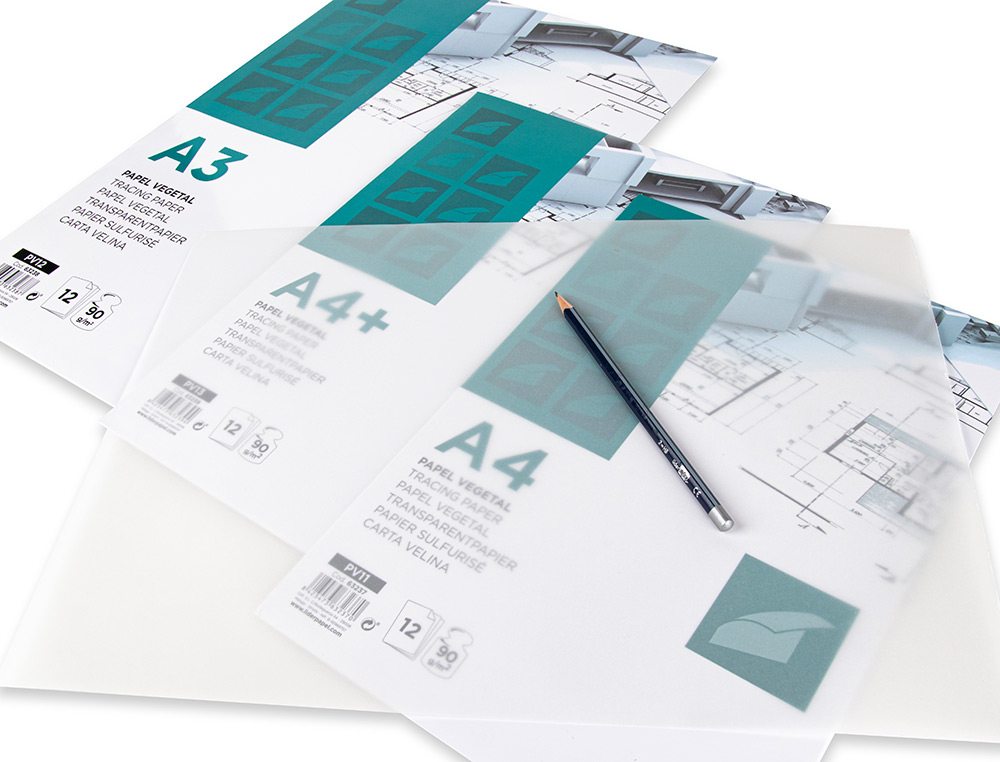 PAPIER CALQUE LIDERPAPEL A4 210X297MM 90G SACHET DE 12 FEUILLES