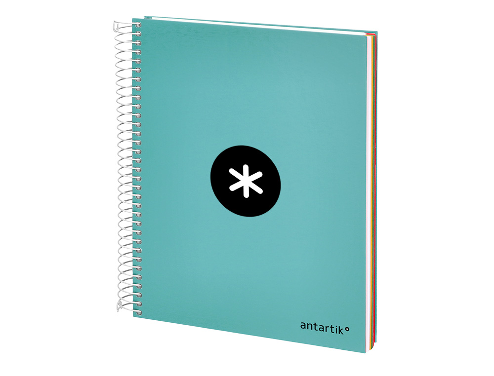 CAHIER SPIRALE ANTARTIK A5 240P 90G REMBORDÉ QUADRILLAGE 5MM MICROPERFORÉ 5 BANDES 6 TROUS COLORIS MENTHE