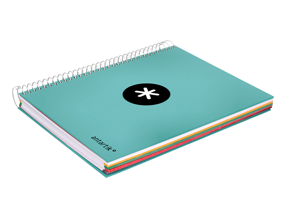 CAHIER SPIRALE ANTARTIK A5 240P 90G REMBORDÉ QUADRILLAGE 5MM MICROPERFORÉ 5 BANDES 6 TROUS COLORIS MENTHE