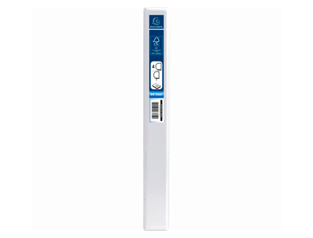 CLASSEUR EXACOMPTA KREACOVER 4 ANNEAUX 15MM A4+ CARTON RECOUVERT POLYPROPYLNE DOS 38MM PERSONNALISABLE BLANC