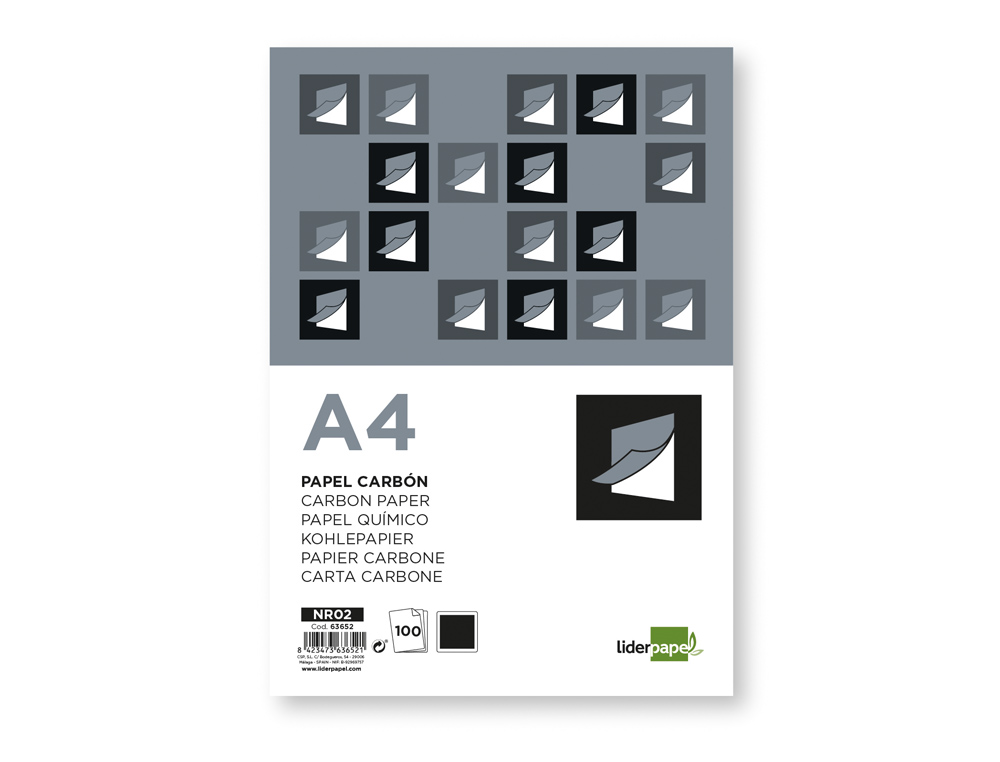 PAPIER CARBONE LIDERPAPEL FILM NOIR FORMAT A4 BOÎTE DE 100 FEUILLES