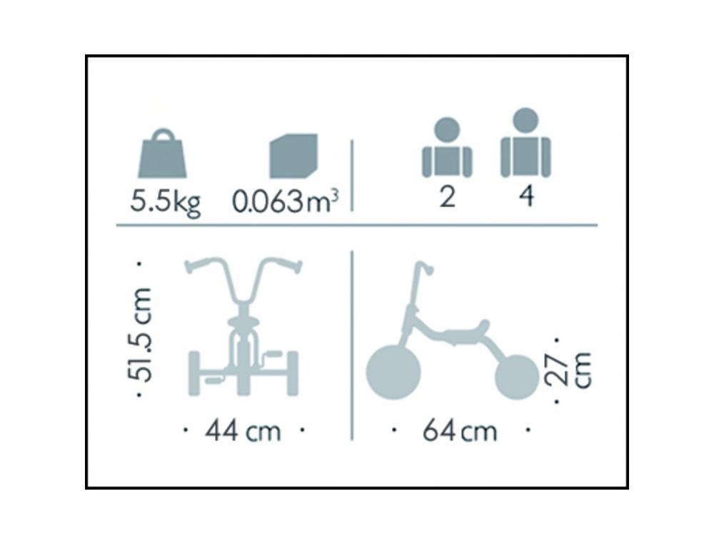 TRICYCLE TRIKES SELLE 2 POSITIONS 2 /4 ANS 64X51,5X44CM
