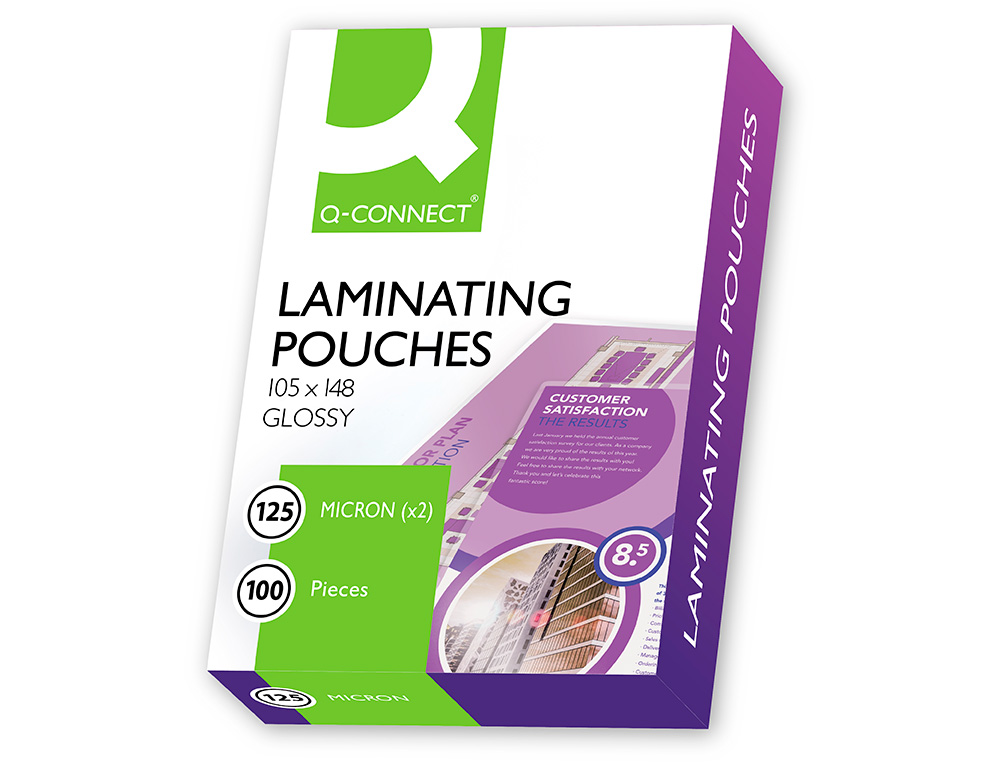 POCHETTE PLASTIFICATION Q-CONNECT À CHAUD ÉCONOMIQUE FORMAT A6 105X148MM 125 MICRONS BOÎTE DE 100 UNITÉS