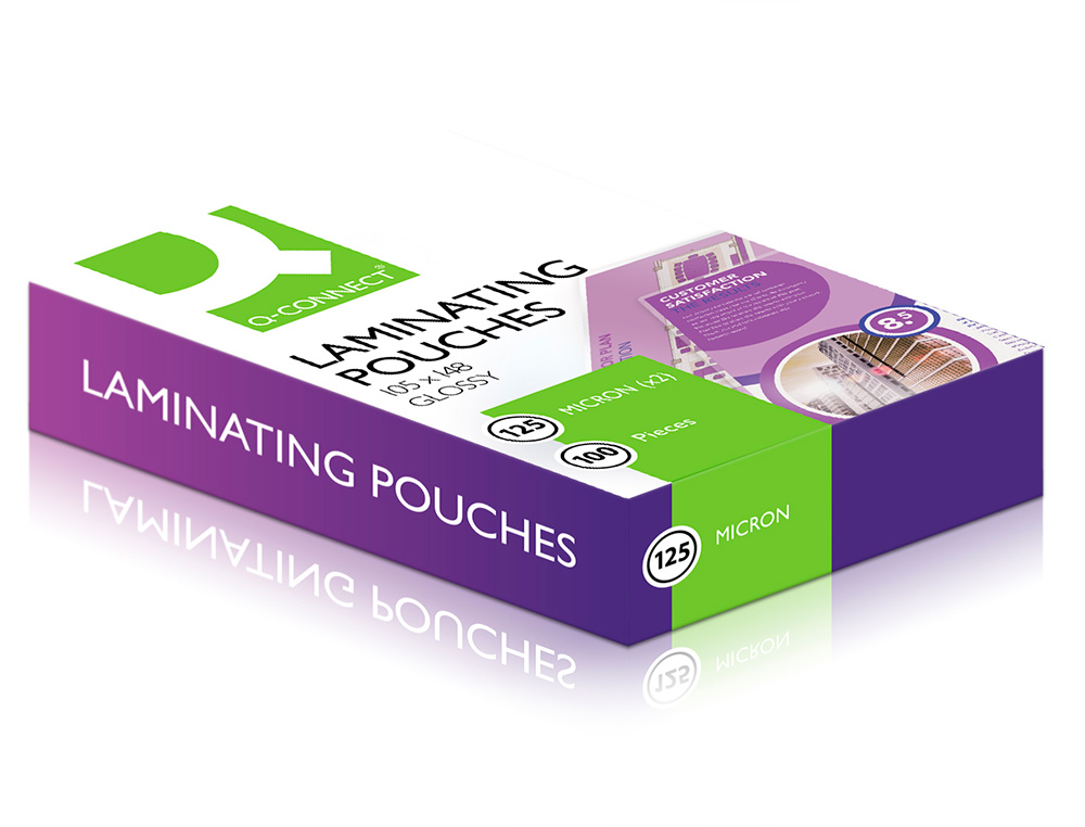 POCHETTE PLASTIFICATION Q-CONNECT À CHAUD ÉCONOMIQUE FORMAT A6 105X148MM 125 MICRONS BOÎTE DE 100 UNITÉS