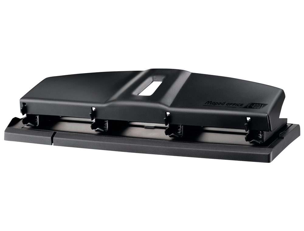 PERFORATEUR MAPED ESSENTIALS E4001 MÉTAL CAPACITÉ PERFORATION 10/12 FEUILLES 4 TROUS COLORIS NOIR 48X67X318MM