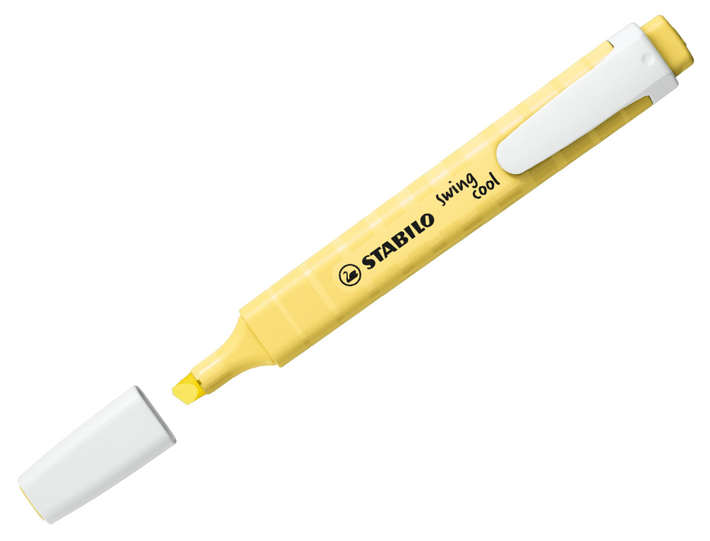 SURLIGNEUR STABILO SWING COOL PASTEL MODÈLE DE POCHE AVEC AGRAFE TRACÉ 1/4MM COLORIS CRÈME DE JAUNE