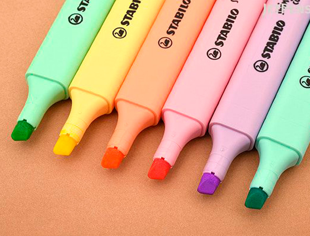 SURLIGNEUR STABILO SWING COOL PASTEL MODÈLE DE POCHE AVEC AGRAFE TRACÉ 1/4MM POCHETTE 6 COLORIS ASSORTIS
