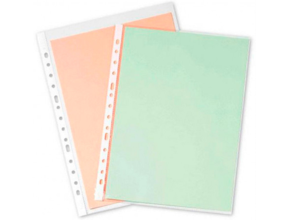 POCHETTE Q-CONNECT POLYPROPYLNE LISSE 8/100E PERFORE A4 CRISTAL ANTISTATIQUE SACHET 10 UNITS