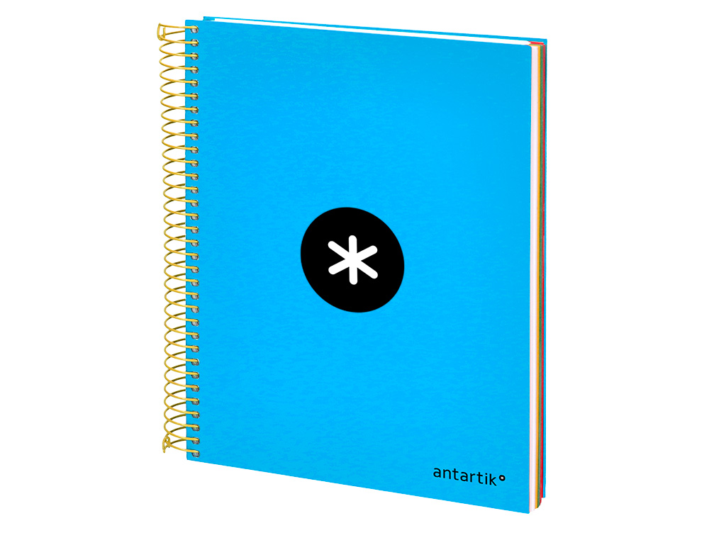 CAHIER SPIRALE LIDERPAPEL ANTARTIK A5 240P 90G COUVERTURE REMBORDÉE QUADRILLAGE 5MM 6 TROUS COIL-LOCK COLORIS BLEU
