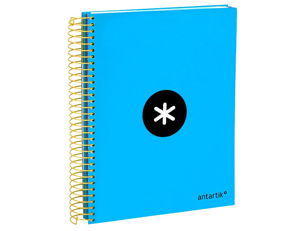 CAHIER SPIRALE LIDERPAPEL ANTARTIK A5 240P 90G COUVERTURE REMBORDÉE QUADRILLAGE 5MM 6 TROUS COIL-LOCK COLORIS BLEU