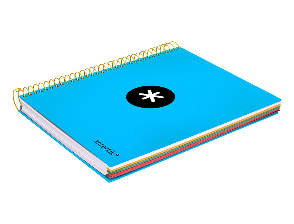CAHIER SPIRALE LIDERPAPEL ANTARTIK A5 240P 90G COUVERTURE REMBORDÉE QUADRILLAGE 5MM 6 TROUS COIL-LOCK COLORIS BLEU