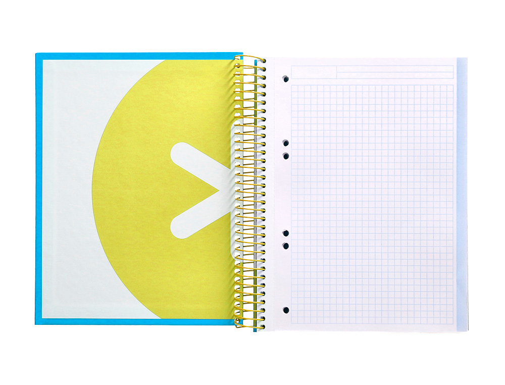 CAHIER SPIRALE LIDERPAPEL ANTARTIK A5 240P 90G COUVERTURE REMBORDÉE QUADRILLAGE 5MM 6 TROUS COIL-LOCK COLORIS BLEU
