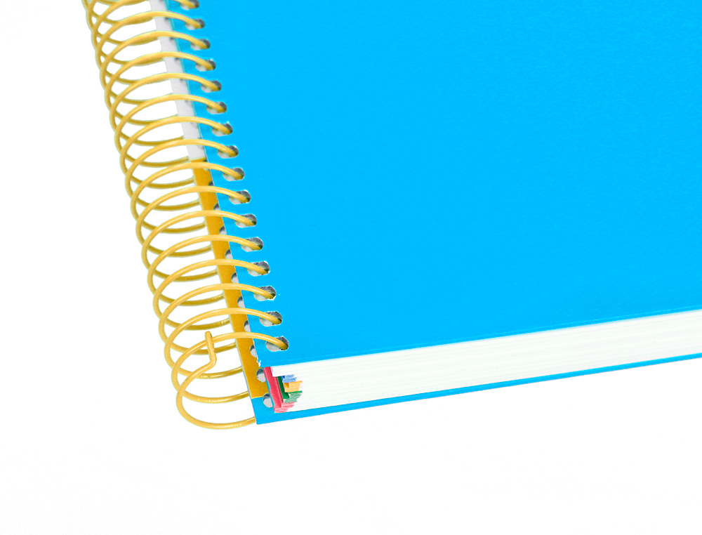 CAHIER SPIRALE LIDERPAPEL ANTARTIK A5 240P 90G COUVERTURE REMBORDÉE QUADRILLAGE 5MM 6 TROUS COIL-LOCK COLORIS BLEU