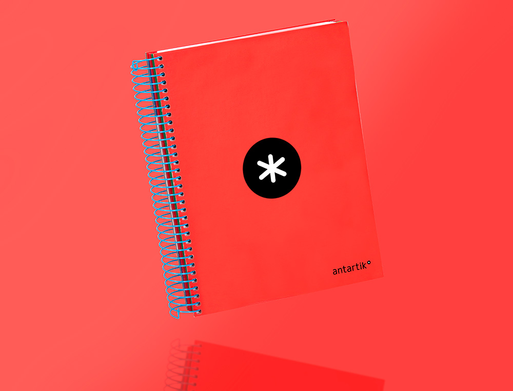 CAHIER SPIRALE LIDERPAPEL ANTARTIK A5 240P 90G COUVERTURE REMBORDÉE QUADRILLAGE 5MM 6 TROUS COIL-LOCK COLORIS ROUGE