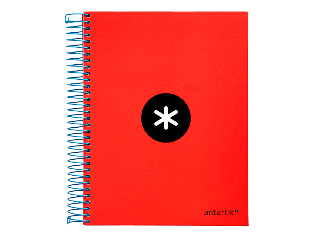 CAHIER SPIRALE LIDERPAPEL ANTARTIK A5 240P 90G COUVERTURE REMBORDÉE QUADRILLAGE 5MM 6 TROUS COIL-LOCK COLORIS ROUGE