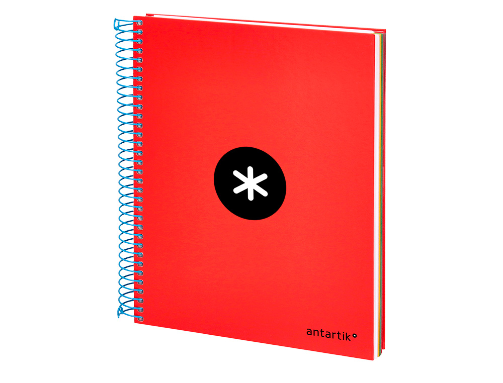 CAHIER SPIRALE LIDERPAPEL ANTARTIK A5 240P 90G COUVERTURE REMBORDÉE QUADRILLAGE 5MM 6 TROUS COIL-LOCK COLORIS ROUGE