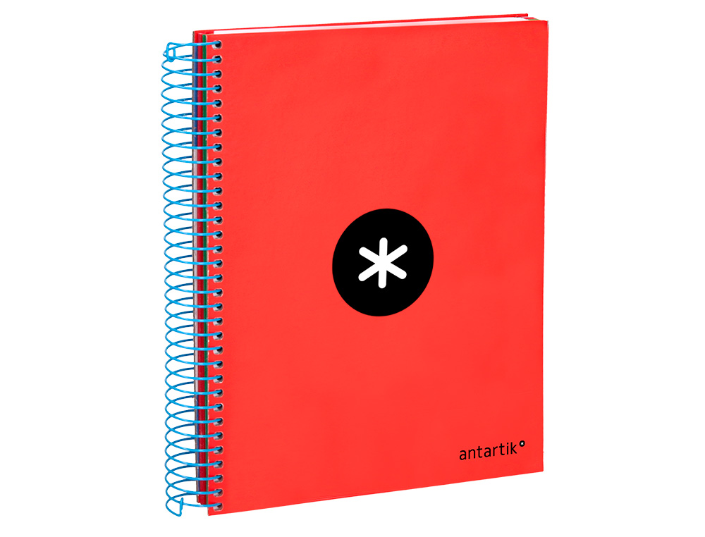 CAHIER SPIRALE LIDERPAPEL ANTARTIK A5 240P 90G COUVERTURE REMBORDÉE QUADRILLAGE 5MM 6 TROUS COIL-LOCK COLORIS ROUGE