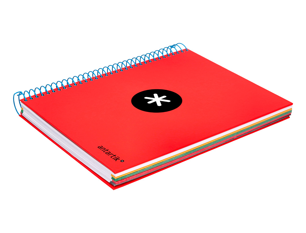 CAHIER SPIRALE LIDERPAPEL ANTARTIK A5 240P 90G COUVERTURE REMBORDÉE QUADRILLAGE 5MM 6 TROUS COIL-LOCK COLORIS ROUGE