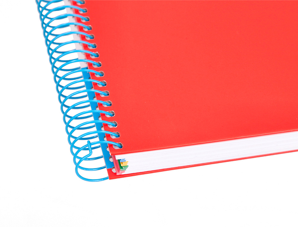 CAHIER SPIRALE LIDERPAPEL ANTARTIK A5 240P 90G COUVERTURE REMBORDÉE QUADRILLAGE 5MM 6 TROUS COIL-LOCK COLORIS ROUGE