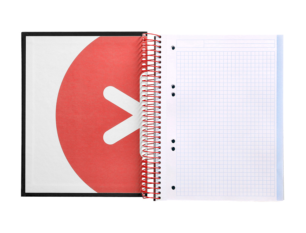 CAHIER SPIRALE ANTARTIK A5 240P 90G COUVERTURE REMBORDEE QUADRILLAGE 5MM 6 TROUS       COIL-LOCK COLORIS NOIR