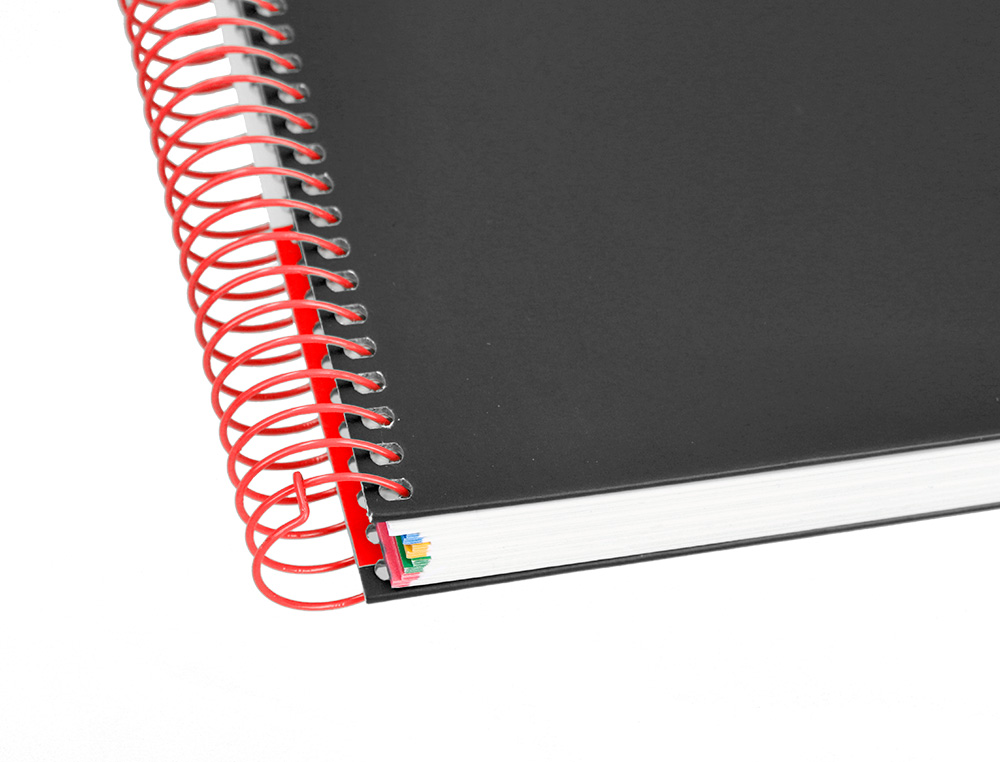 CAHIER SPIRALE ANTARTIK A5 240P 90G COUVERTURE REMBORDEE QUADRILLAGE 5MM 6 TROUS       COIL-LOCK COLORIS NOIR