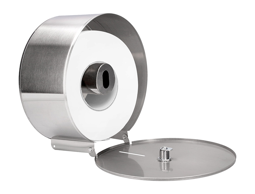 DISTRIBUTEUR PAPIER TOILETTE Q-CONNECT ACIER INOXYDABLE FERMETURE SERRURE 2 CLEFS 115X254X265MM