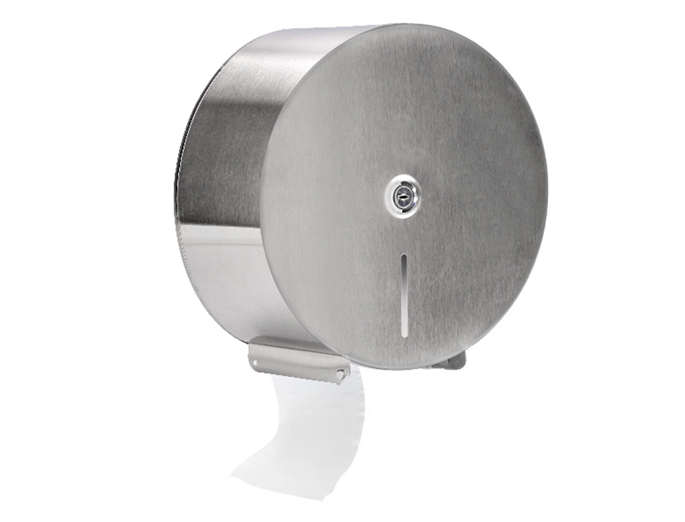 DISTRIBUTEUR PAPIER TOILETTE Q-CONNECT ACIER INOXYDABLE FERMETURE SERRURE 2 CLEFS 115X254X265MM