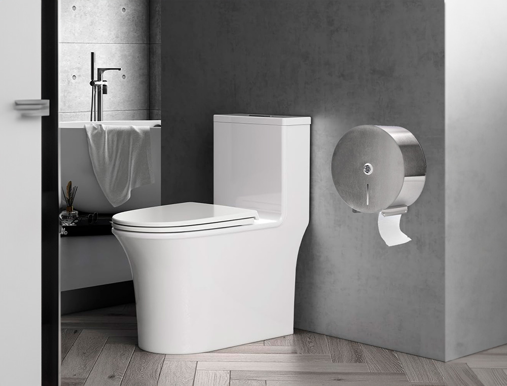 DISTRIBUTEUR PAPIER TOILETTE Q-CONNECT ACIER INOXYDABLE FERMETURE SERRURE 2 CLEFS 115X254X265MM
