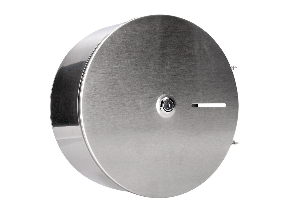 DISTRIBUTEUR PAPIER TOILETTE Q-CONNECT ACIER INOXYDABLE FERMETURE SERRURE 2 CLEFS 115X254X265MM