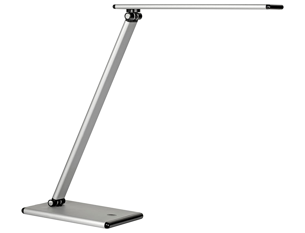 LAMPE BUREAU UNILUX LED TERRA ACIER BRAS FLEXIBLE 600 LUMENS 6W 4 NIVEAUX INTENSIT SANS BLOUISSEMENT COLORIS GRIS