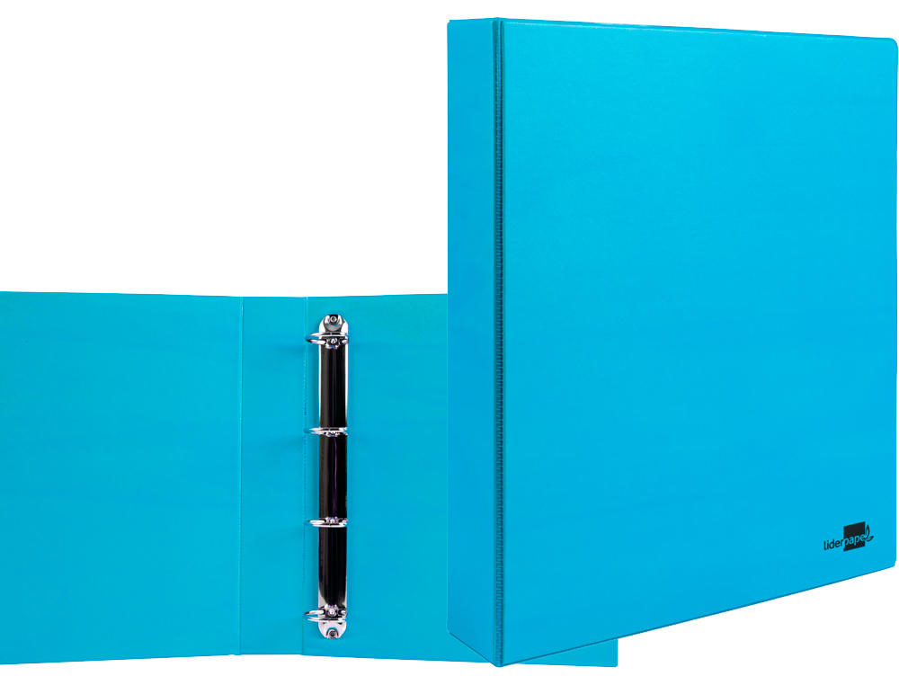 CLASSEUR LIDERPAPEL 4 ANNEAUX RONDS 40MM A4 CARTON REMBORDÉ PVC COLORIS BLEU CIEL