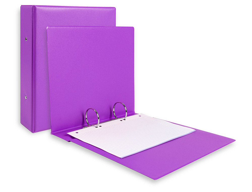 CLASSEUR LIDERPAPEL 2 ANNEAUX RONDS 40MM A5 CARTON REMBORDÉ PVC COLORIS VIOLET