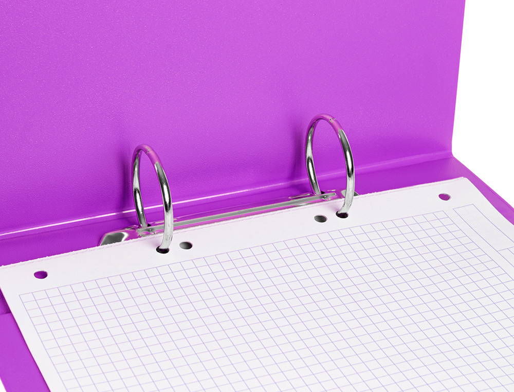 CLASSEUR LIDERPAPEL 2 ANNEAUX RONDS 40MM A5 CARTON REMBORDÉ PVC COLORIS VIOLET