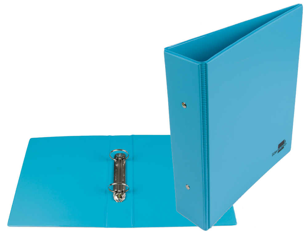CLASSEUR LIDERPAPEL 2 ANNEAUX RONDS 40MM A5 CARTON REMBORDÉ PVC COLORIS BLEU CIEL