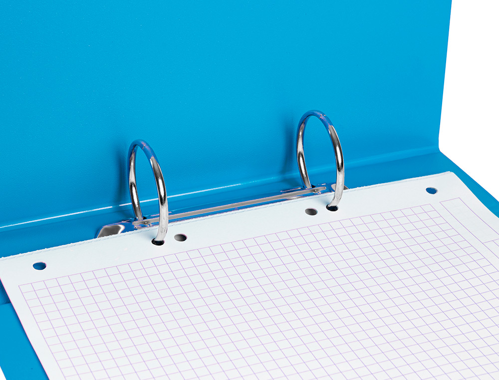 CLASSEUR LIDERPAPEL 2 ANNEAUX RONDS 40MM A5 CARTON REMBORDÉ PVC COLORIS BLEU CIEL