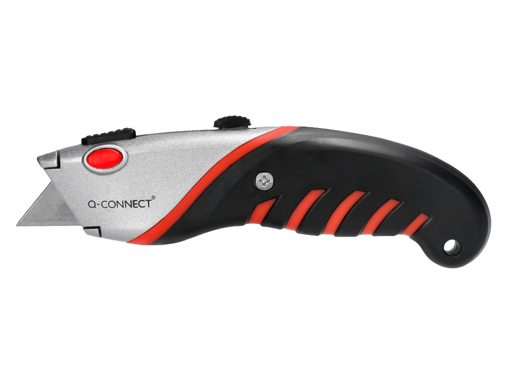 CUTTER XD-8300 Q-CONNECT EN METAL ET CAOUTCHOUC LAME 18MM RETRTACTABLE INTERCHANGEABLE AVEC FREIN DE SECURITE