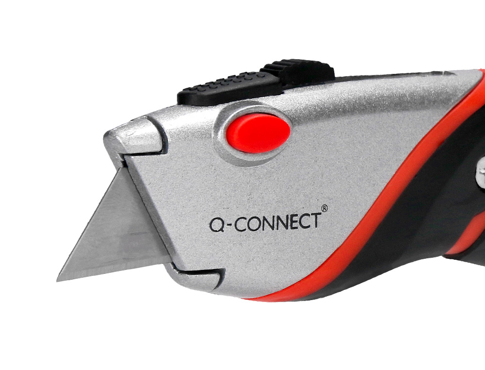 CUTTER XD-8300 Q-CONNECT EN METAL ET CAOUTCHOUC LAME 18MM RETRTACTABLE INTERCHANGEABLE AVEC FREIN DE SECURITE