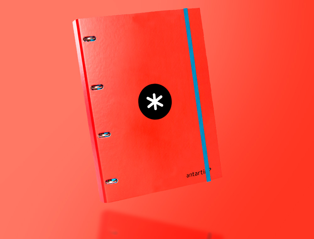 CLASSEUR ANTARTIK 4 ANNEAUX RONDS 25MM A4 CARTON REMBORDÉ FEUILLETS MOBILES QUADRILLAGE 5MM COLORIS ROUGE