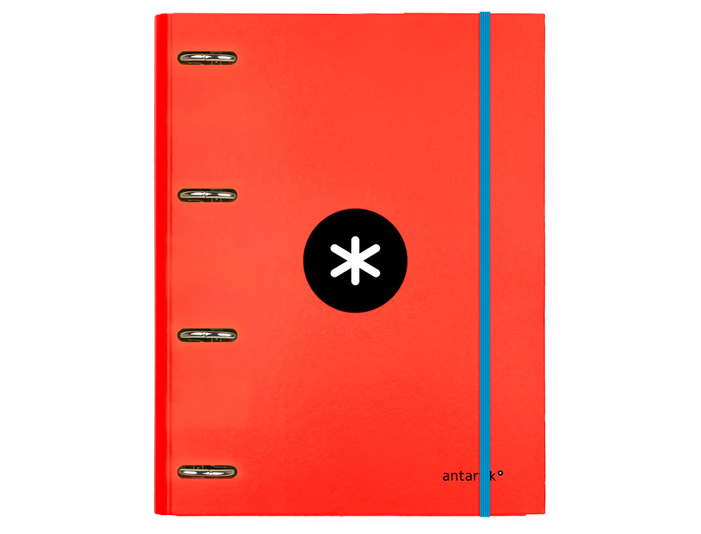 CLASSEUR ANTARTIK 4 ANNEAUX RONDS 25MM A4 CARTON REMBORDÉ FEUILLETS MOBILES QUADRILLAGE 5MM COLORIS ROUGE