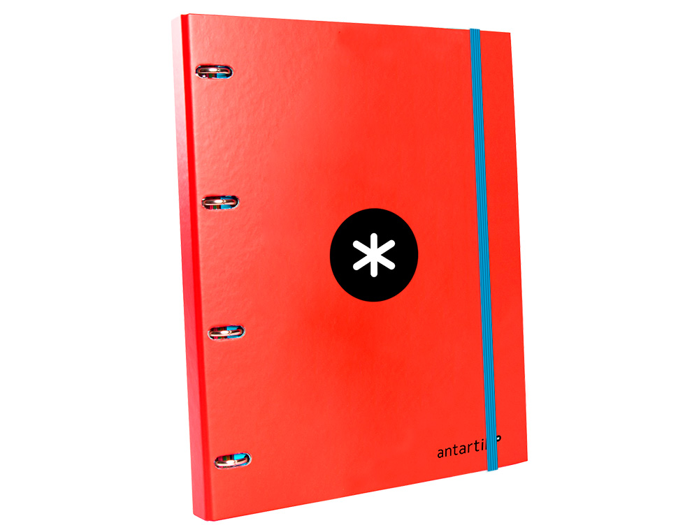 CLASSEUR ANTARTIK 4 ANNEAUX RONDS 25MM A4 CARTON REMBORDÉ FEUILLETS MOBILES QUADRILLAGE 5MM COLORIS ROUGE