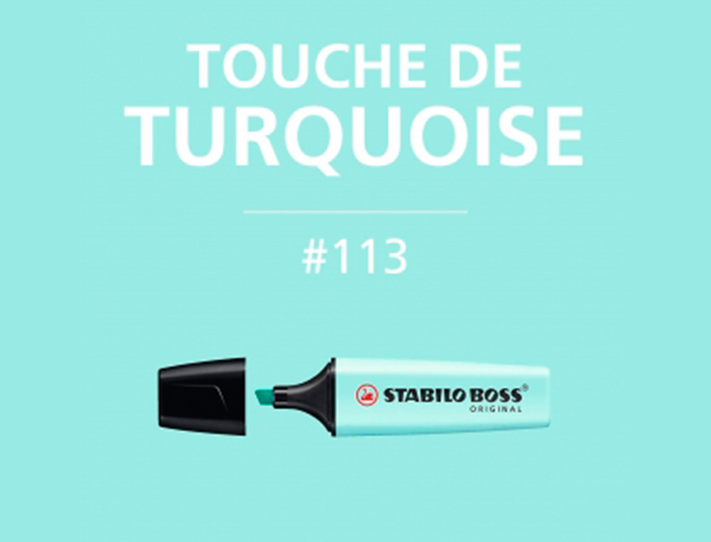 SURLIGNEUR STABILO BOSS PASTEL TRAC 2/5MM POINTE BISEAUTE ENCRE BASE EAU RSISTANTE LUMIRE TOUCHE TURQUOISE