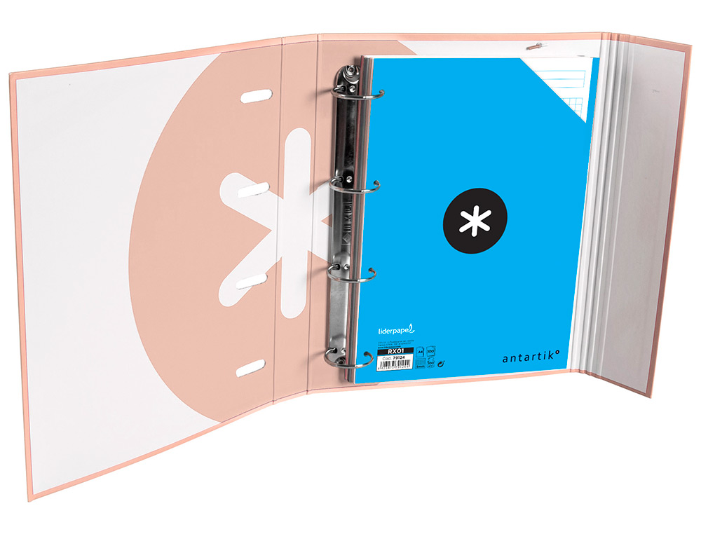 CLASSEUR ANTARTIK TRENDING TOPIC 2020 4 ANNEAUX RONDS 40MM FEUILLET MOBILE A4 5X5MM COLORIS CORAIL