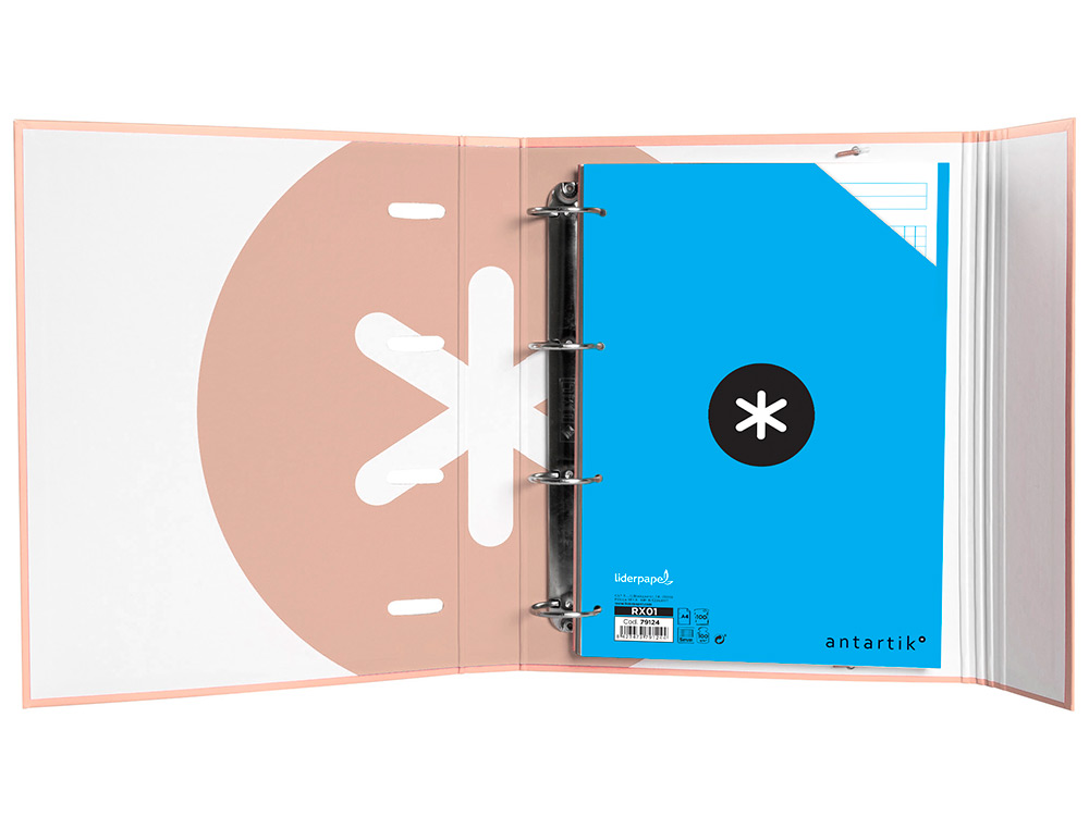 CLASSEUR ANTARTIK TRENDING TOPIC 2020 4 ANNEAUX RONDS 40MM FEUILLET MOBILE A4 5X5MM COLORIS CORAIL
