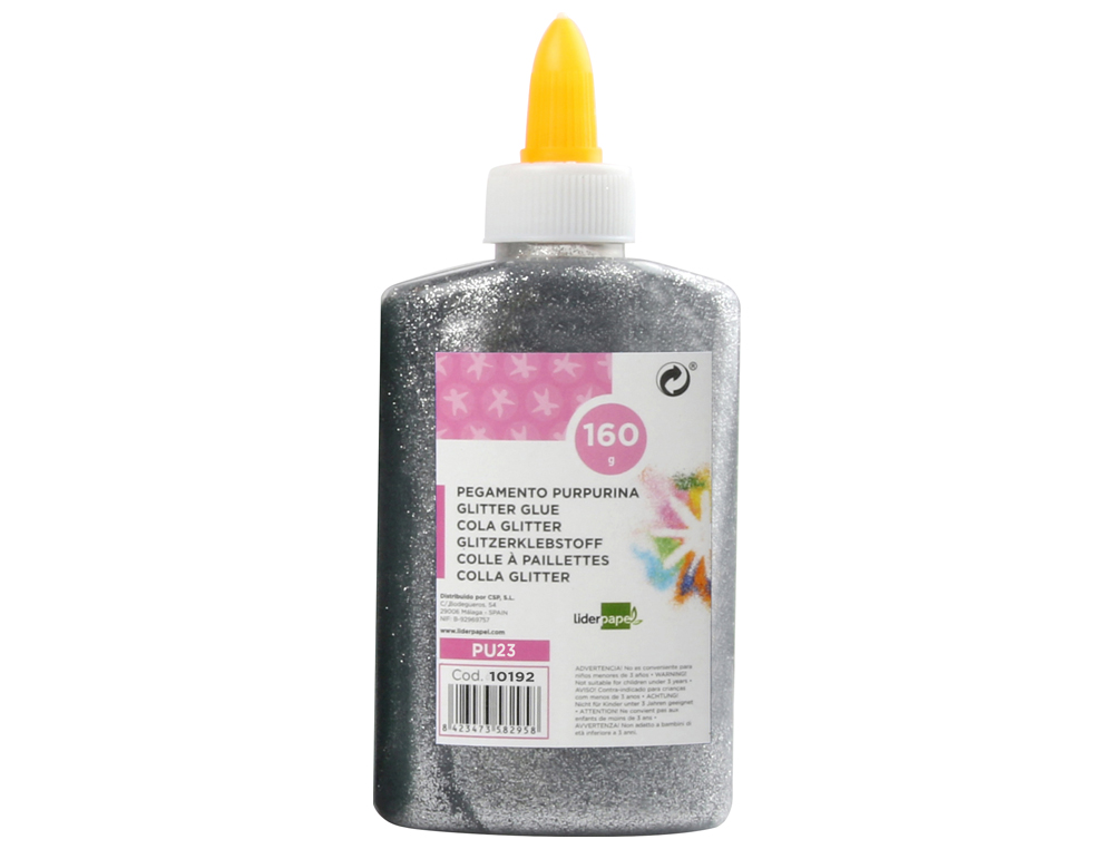 COLLE PAILLETEE LIDERPAPEL COLORIS ARGENT METALLISE - POT DE 160G