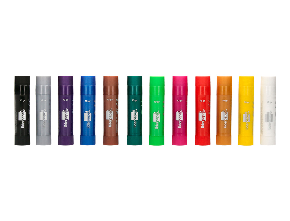 GOUACHE LIDERPAPEL SOLIDE BATON DE 10GR SANS SOLVANT    SECHAGE RAPIDE COLORIS        ASSORTIS BOITE DE 12 UNITES