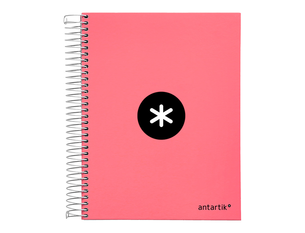 CAHIER SPIRALE ANTARTIK A4 100G COUVERTURE REMBORDEE SEYES SANS BANDES 4 TROUS 120FCOLORIS CORAIL