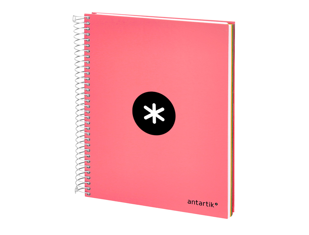 CAHIER SPIRALE ANTARTIK A4 100G COUVERTURE REMBORDEE SEYES SANS BANDES 4 TROUS 120FCOLORIS CORAIL