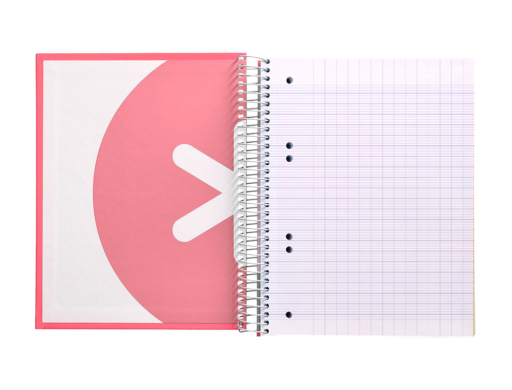 CAHIER SPIRALE ANTARTIK A4 100G COUVERTURE REMBORDEE SEYES SANS BANDES 4 TROUS 120FCOLORIS CORAIL