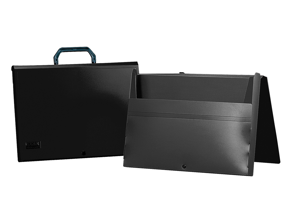 POCHETTE LIDERPAPEL POLYPROPYLÈNE PORTE-DOCUMENTS A4 297X210MM 1000 MICRONS POIGNÉE PLASTIQUE FERMOIR OPAQUE NOIR